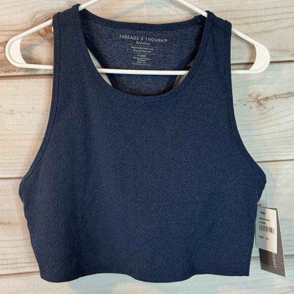 Threads 4 Thought Kensi Heather Charcoal Rib Racerback Sports Bra Size XL - Picture 3 of 11